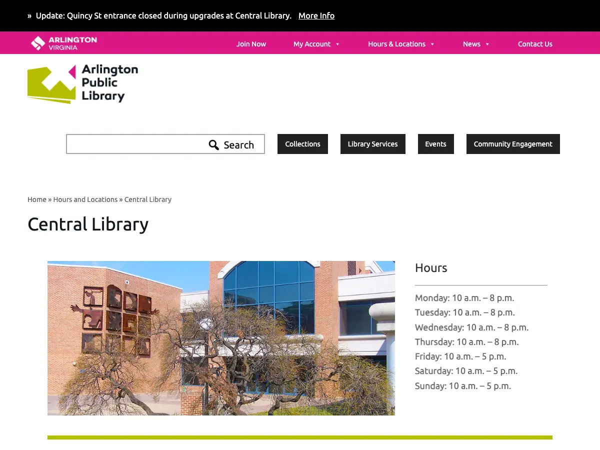 Central Library's website