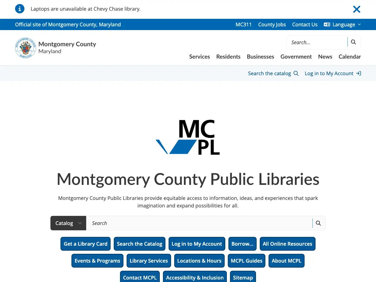Silver Spring Library's website