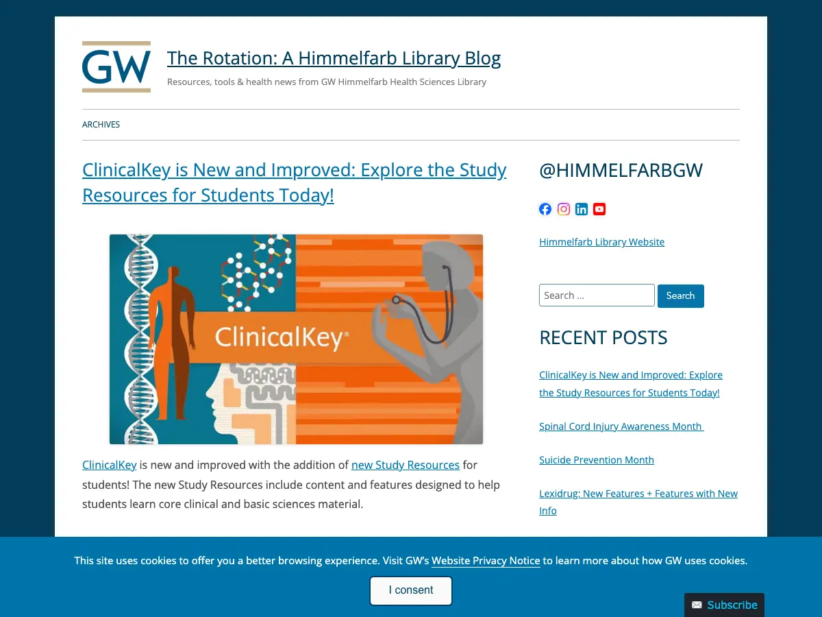Himmelfarb Health Sciences Library's website