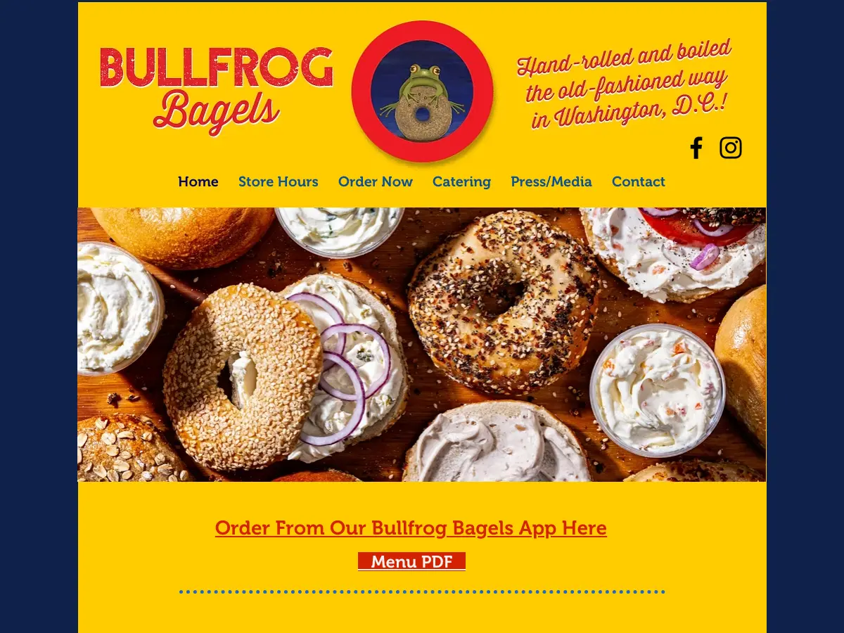 Bullfrog Bagels's website