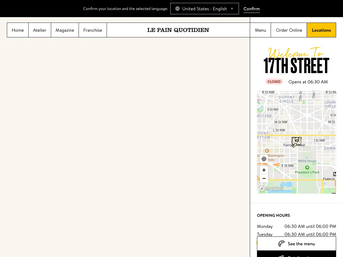 Le Pain Quotidien's website