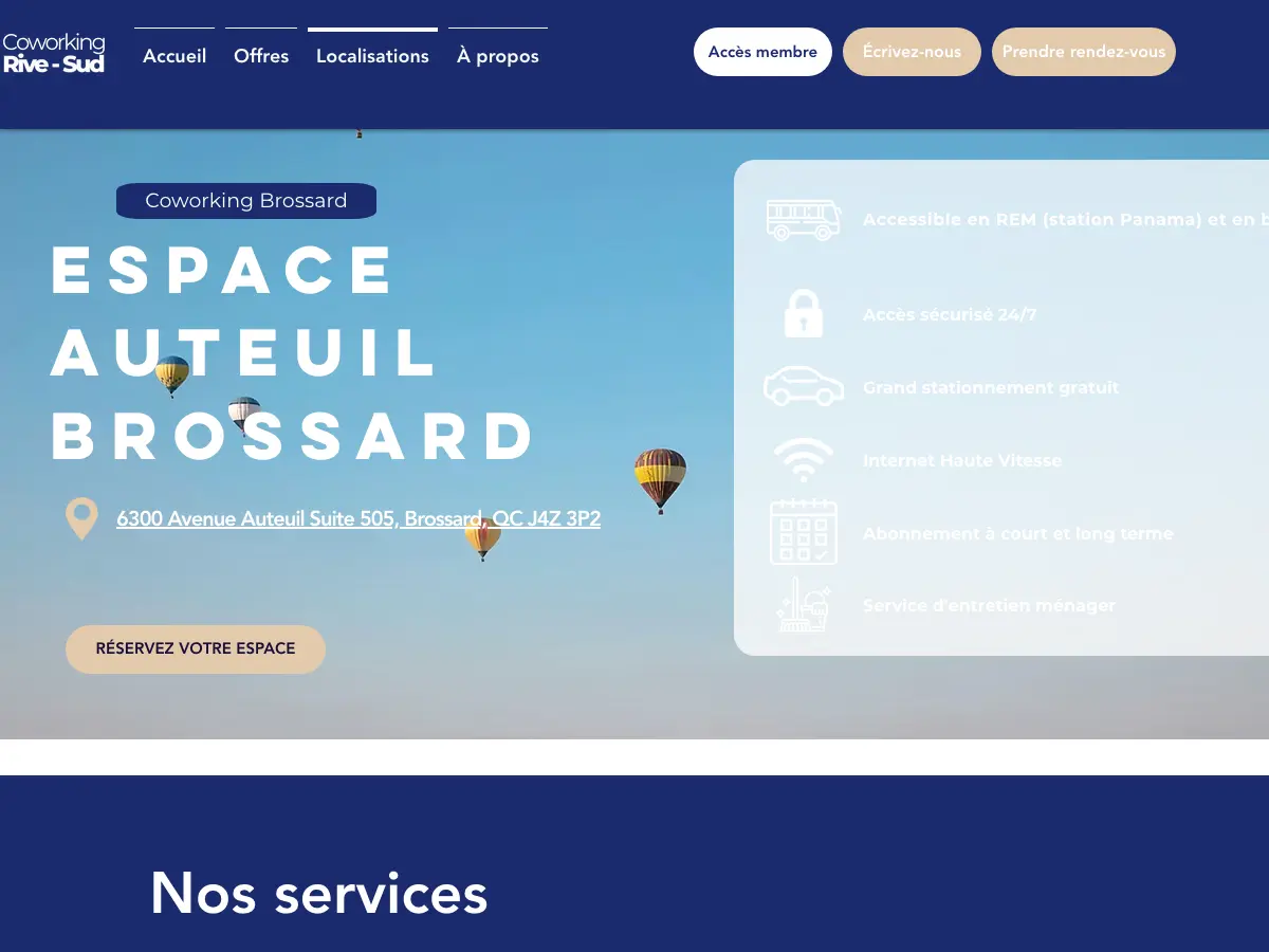 Coworking Rive-Sud - Espace Brossard's website