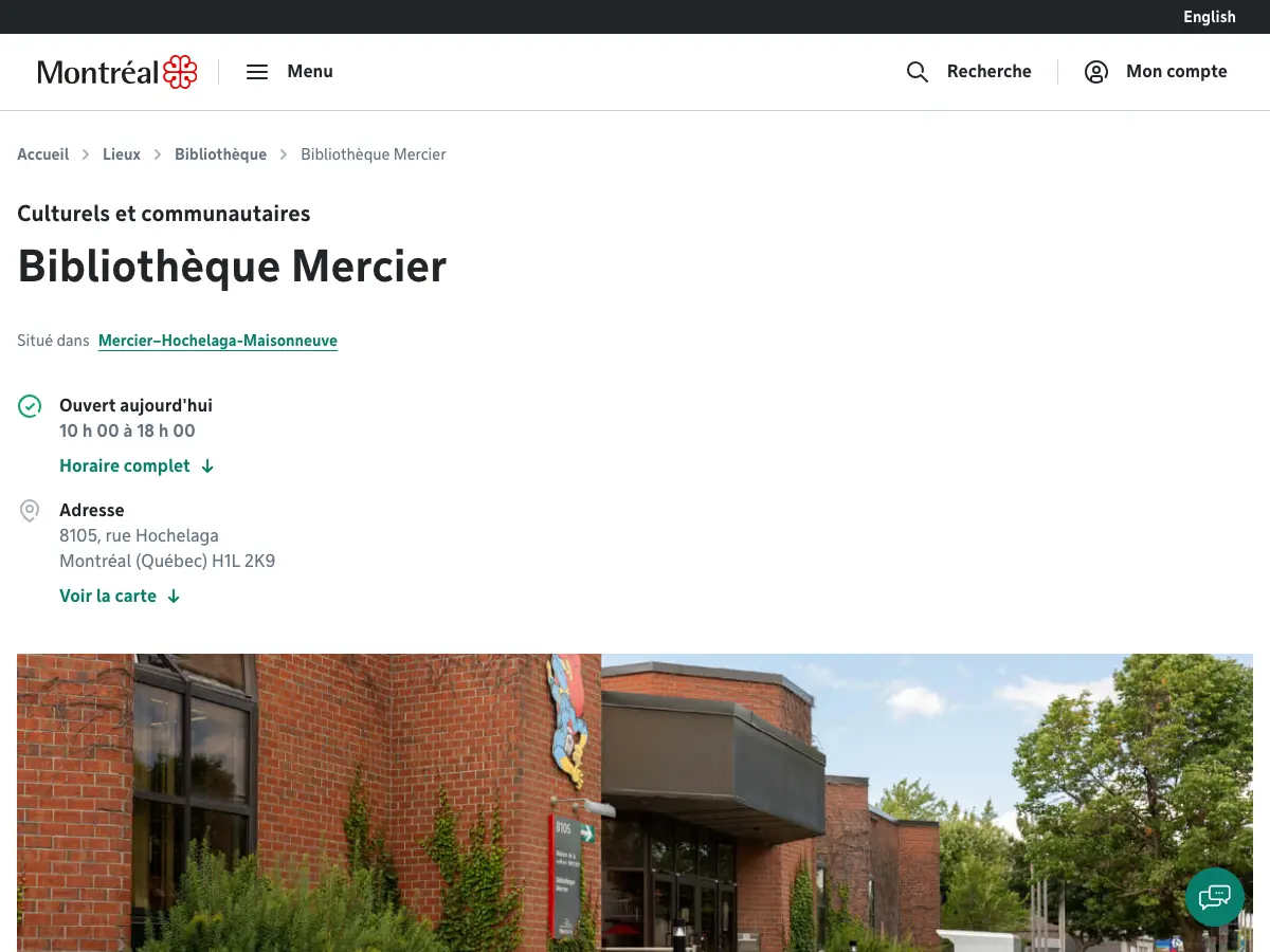 Bibliothèque Mercier's website