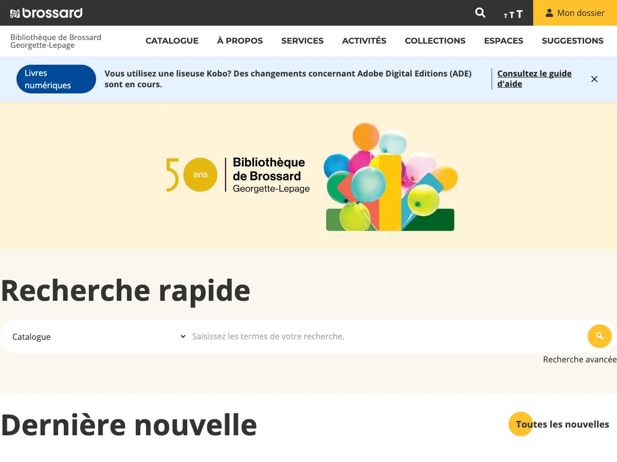 Bibliothèque de Brossard's website