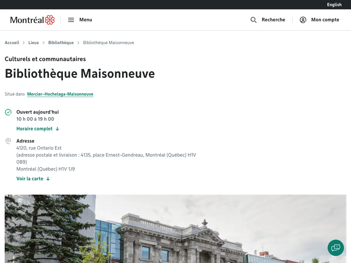 Bibliothèque Maisonneuve's website