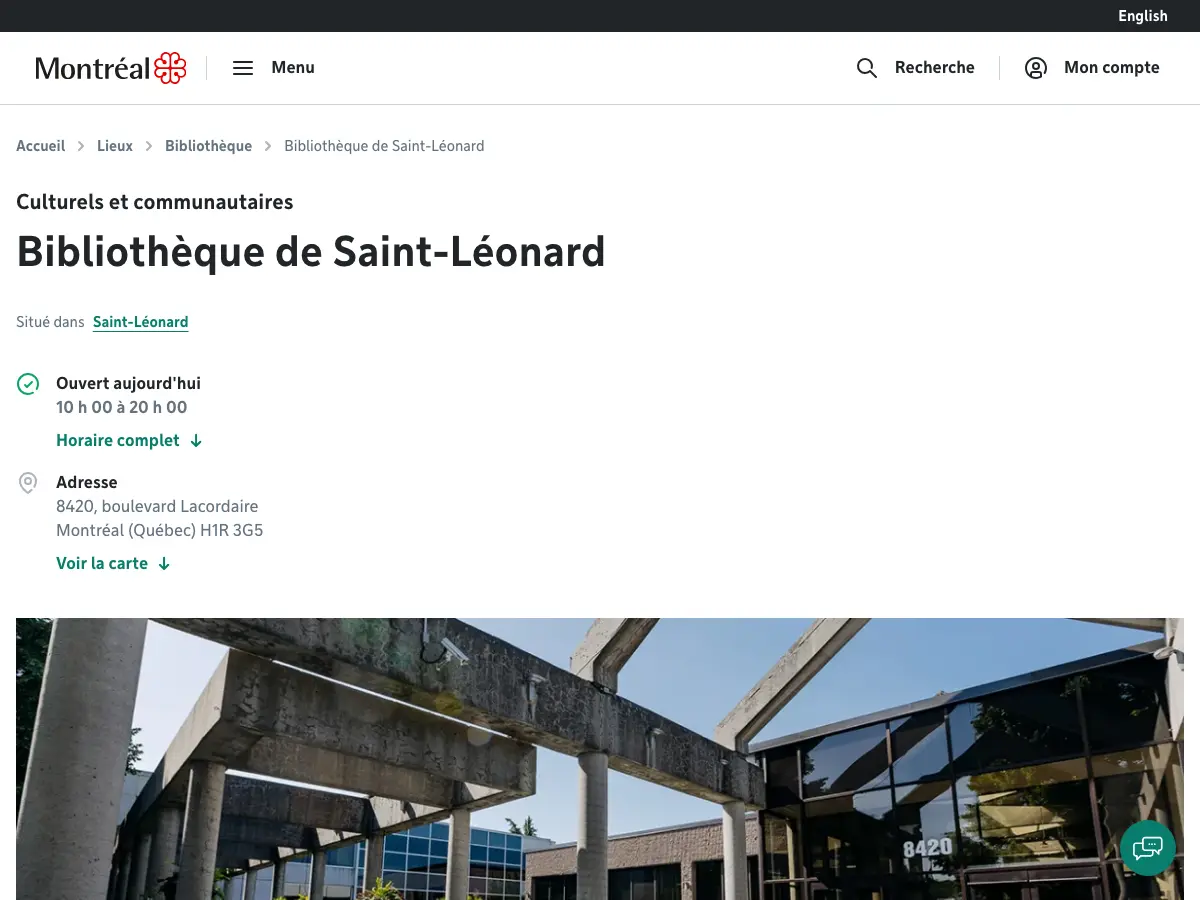 Bibliothèque de Saint-Léonard's website