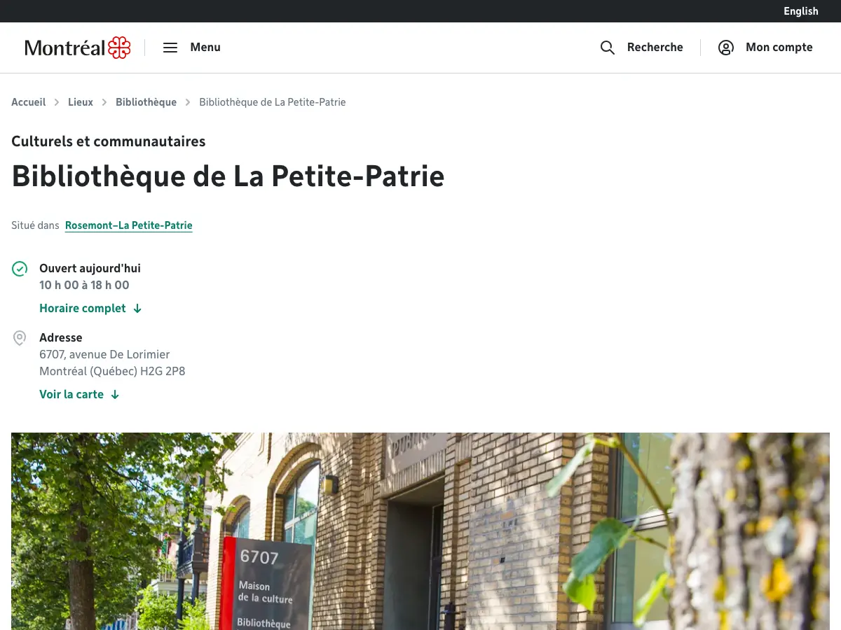 Bibliothèque de La Petite-Patrie's website