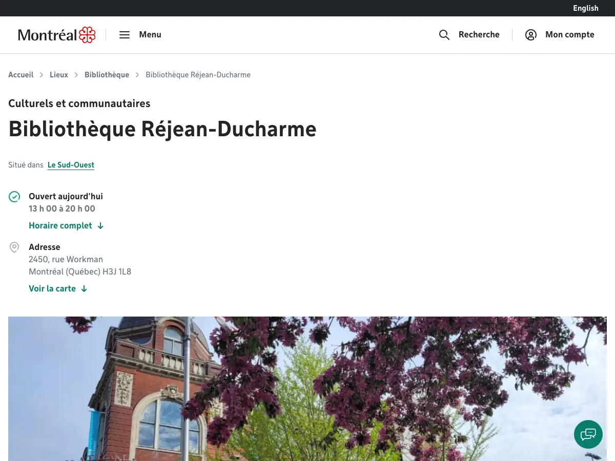 Bibliothèque Réjean-Ducharme's website