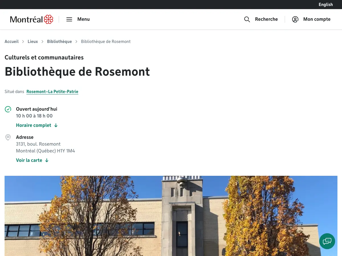 Bibliothèque de Rosemont's website
