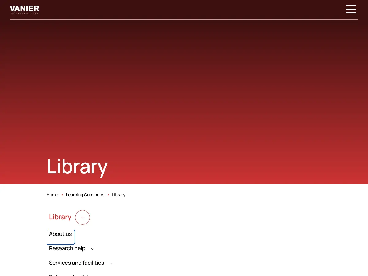 Vanier College Library's website