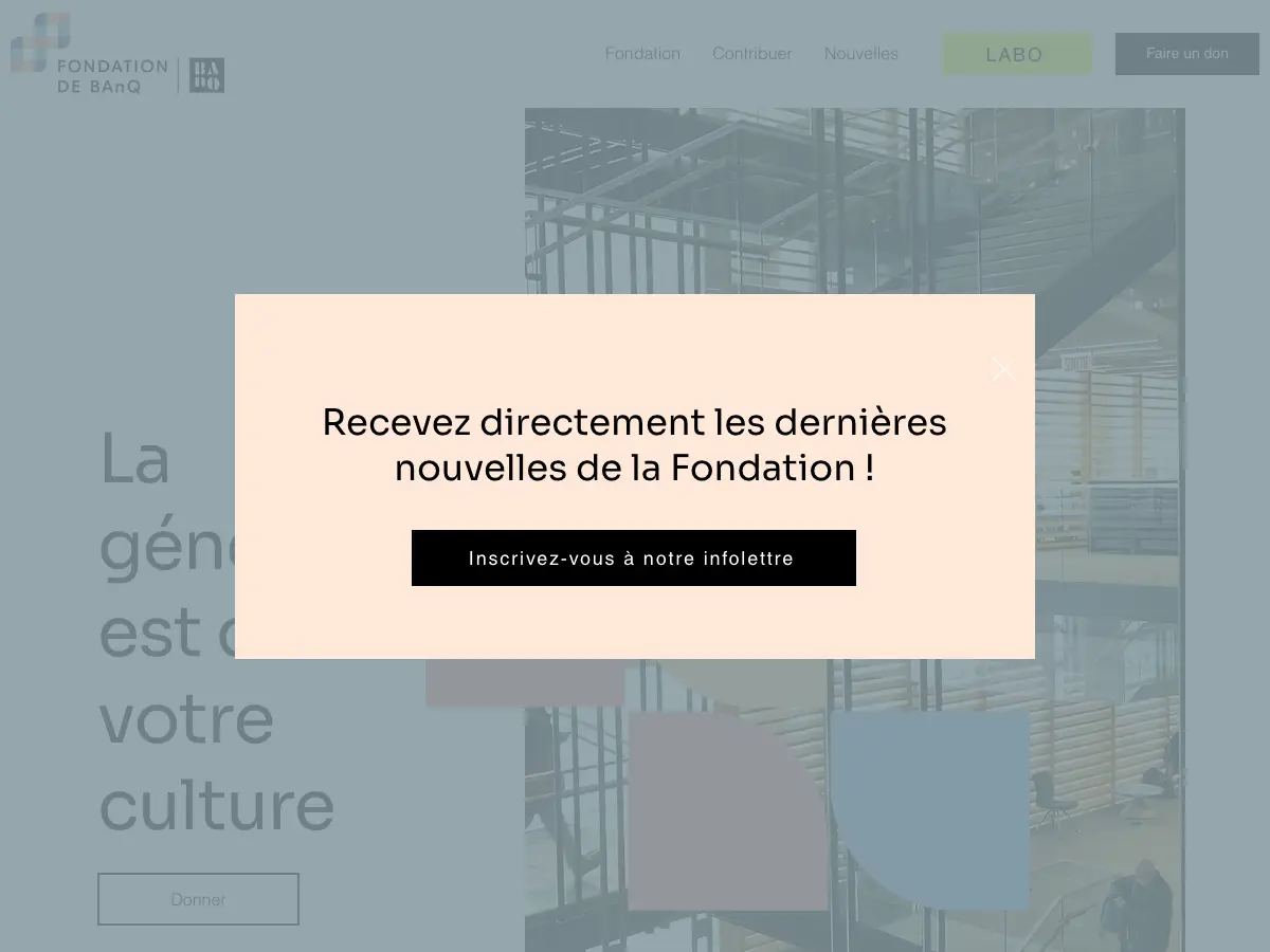 Fondation de Bibliothèque et Archives nationales du Québec's website