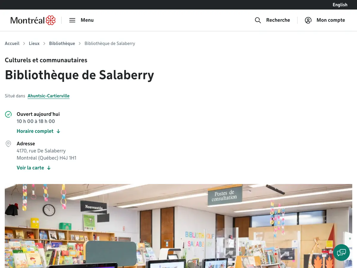 Bibliothèque de Salaberry's website