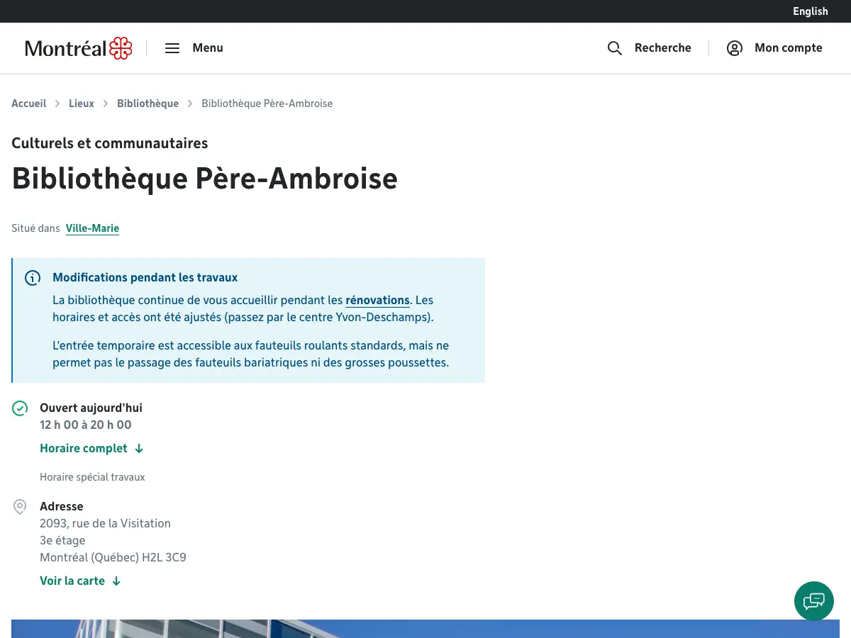 Bibliotheque Pere-Ambroise's website