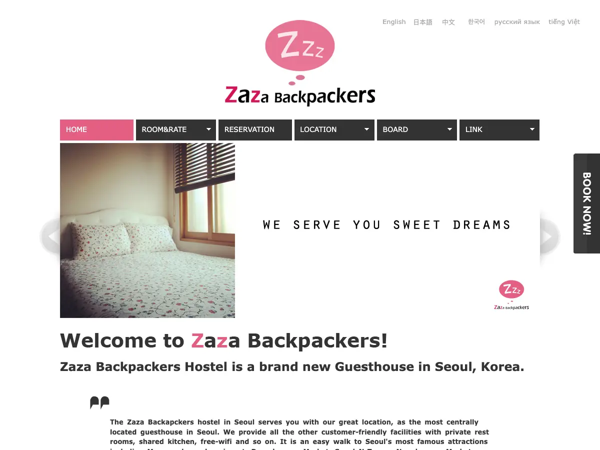 Zaza Backpackers Hostel's website