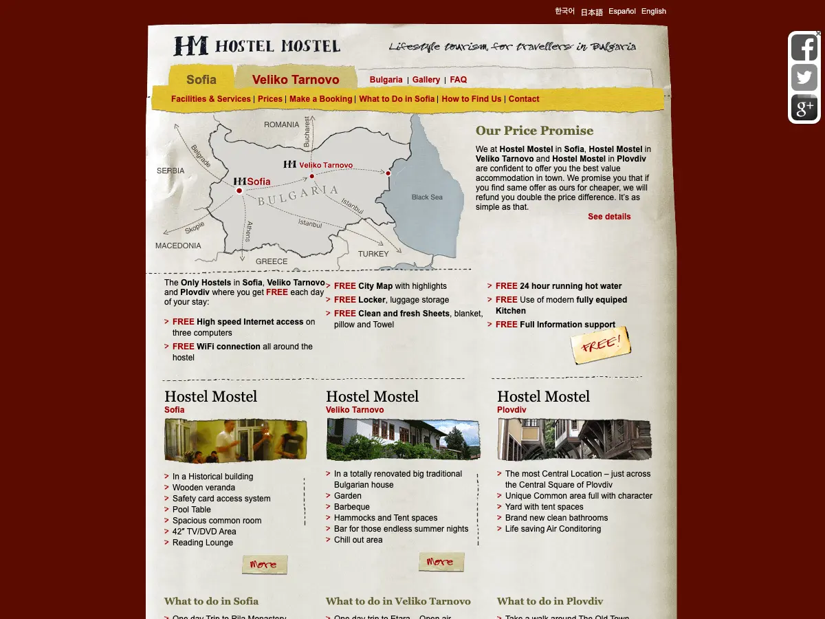 Hostel Mostel's website
