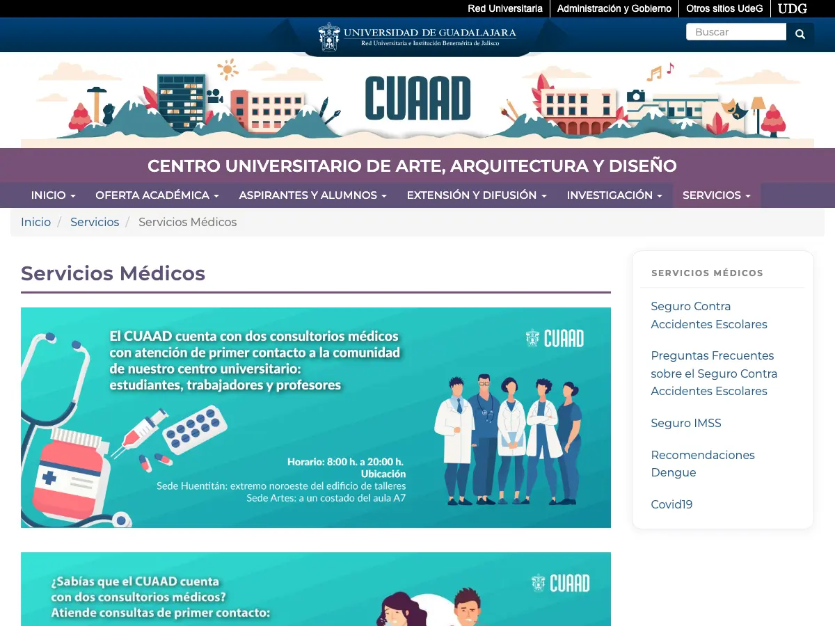Bibliotecas CUAAD's website