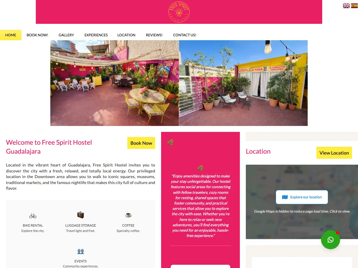 Free Spirit Experience Wellness Hostel's website