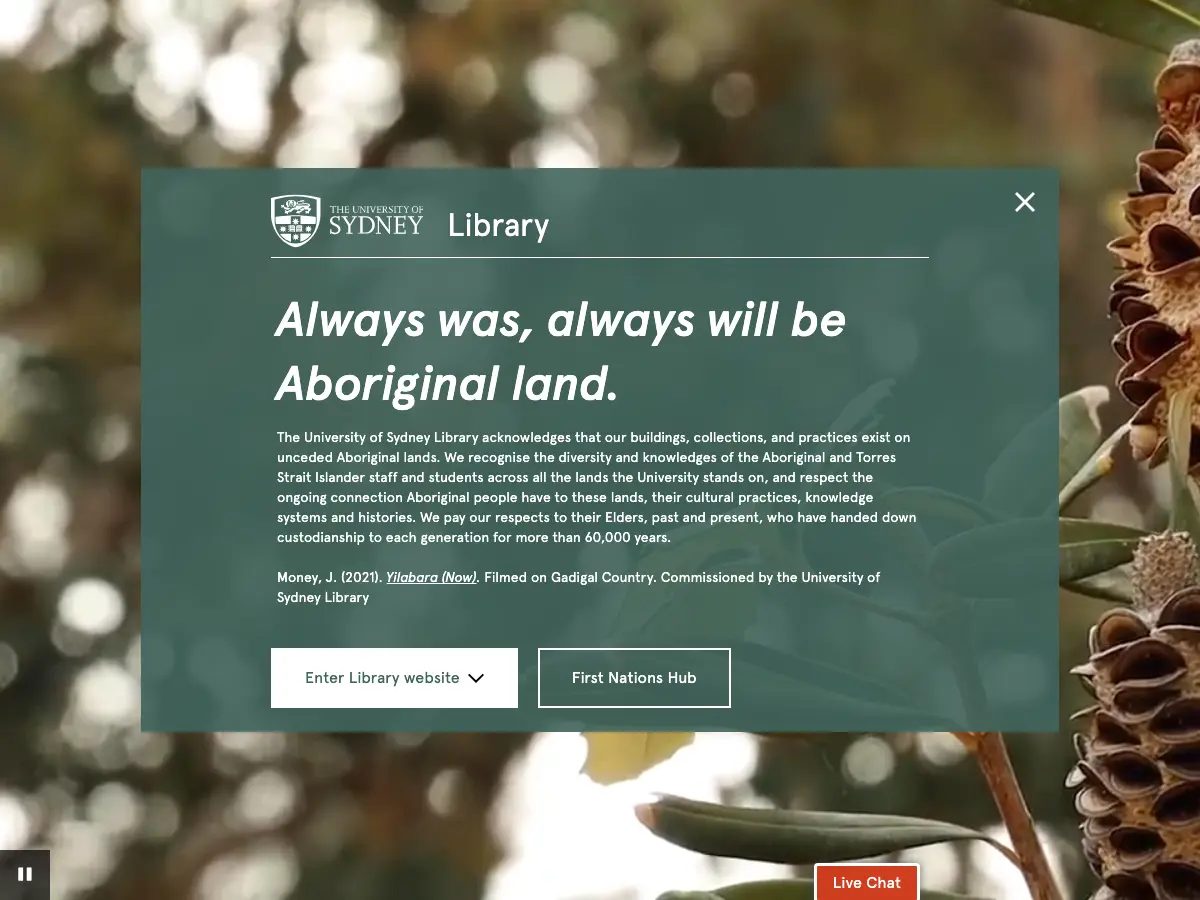 Fisher Library's website