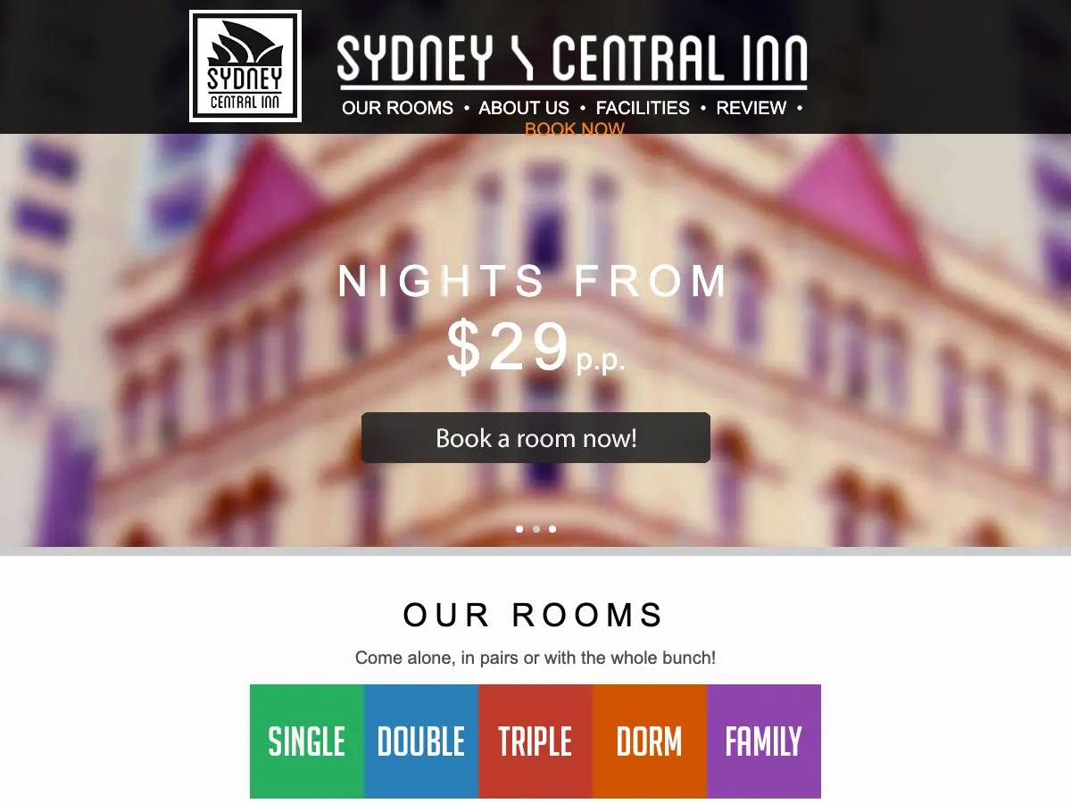 Sydney Central Inn's website