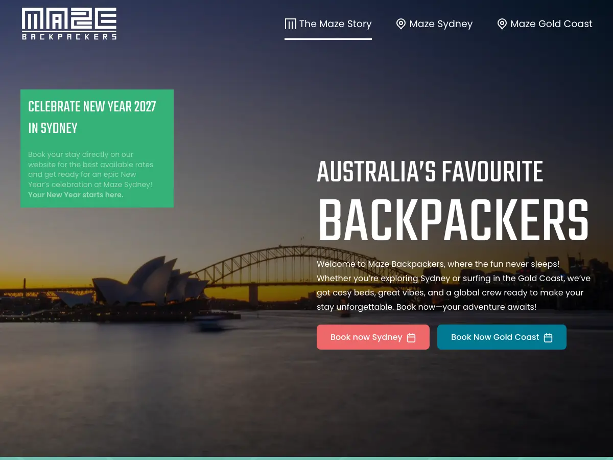 Maze Backpackers's website