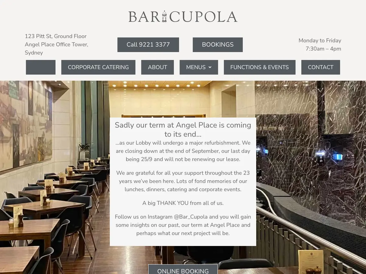 Bar Cupola's website