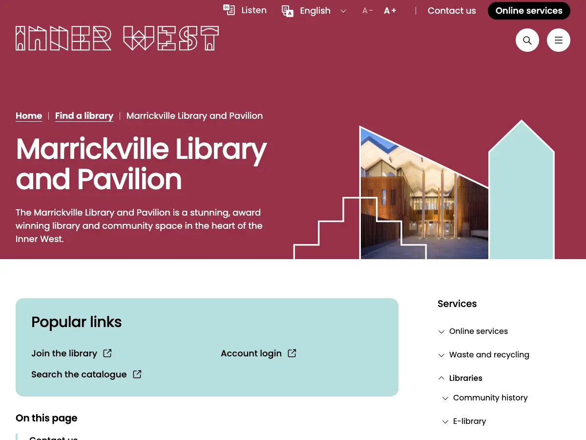 Marrickville Library's website