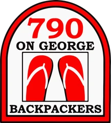 790 on George Backpackers logo