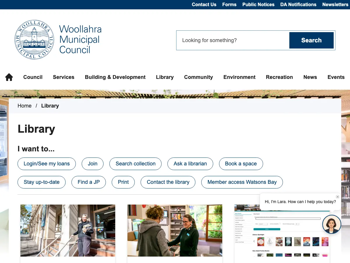 Woollahra Library's website