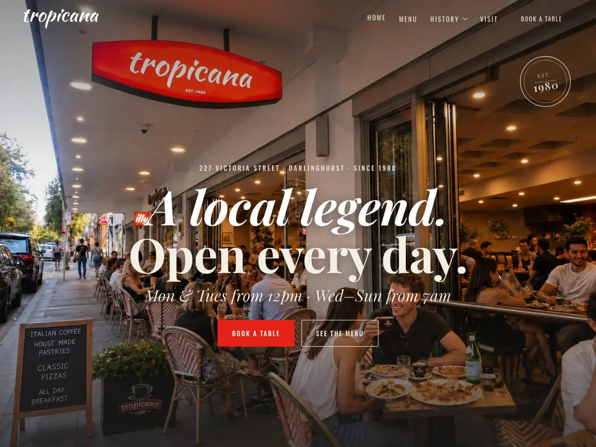 Tropicana Caffe's website