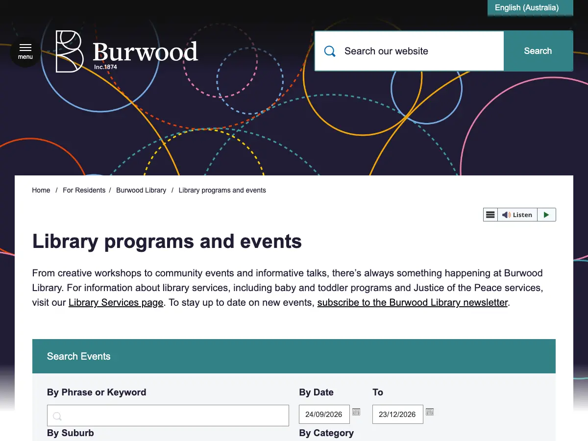Burwood Library's website