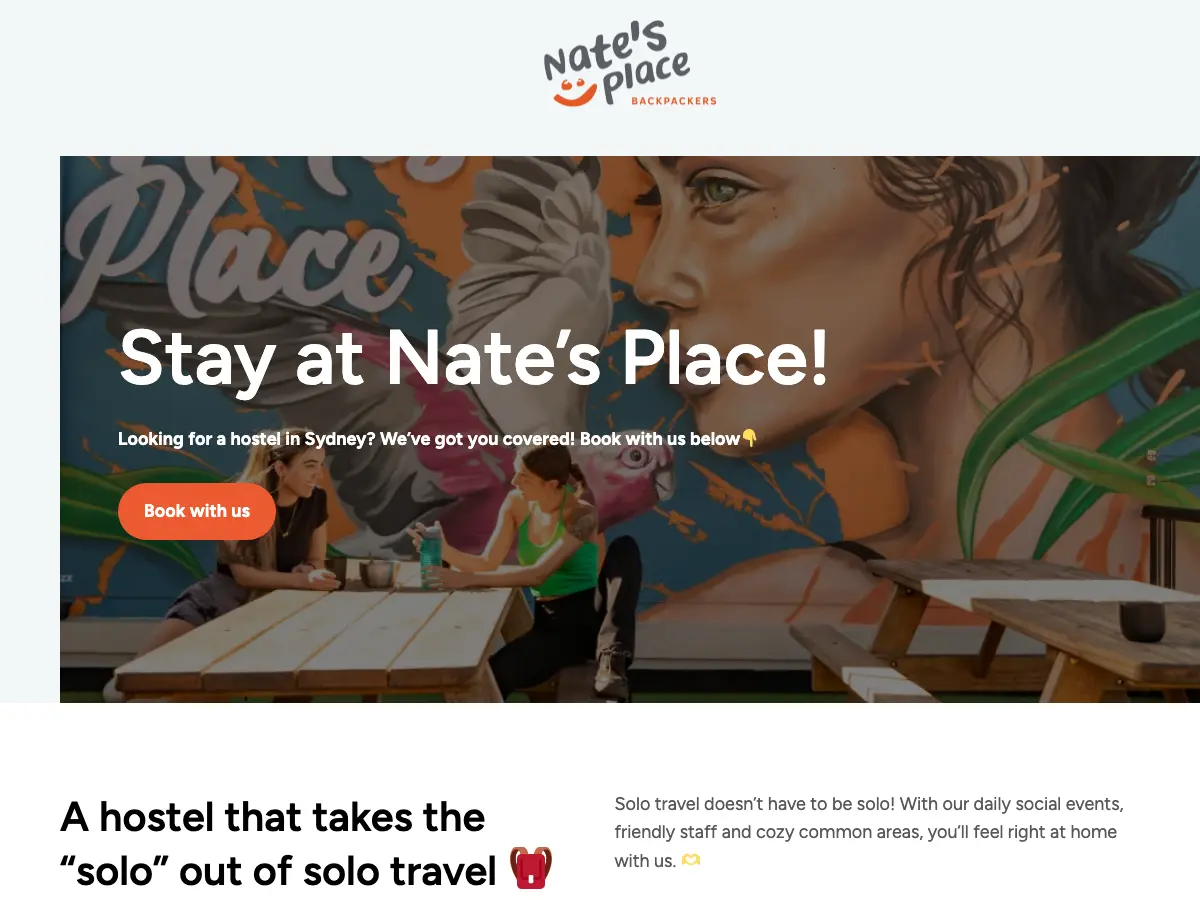 Nate's Place Backpackers's website