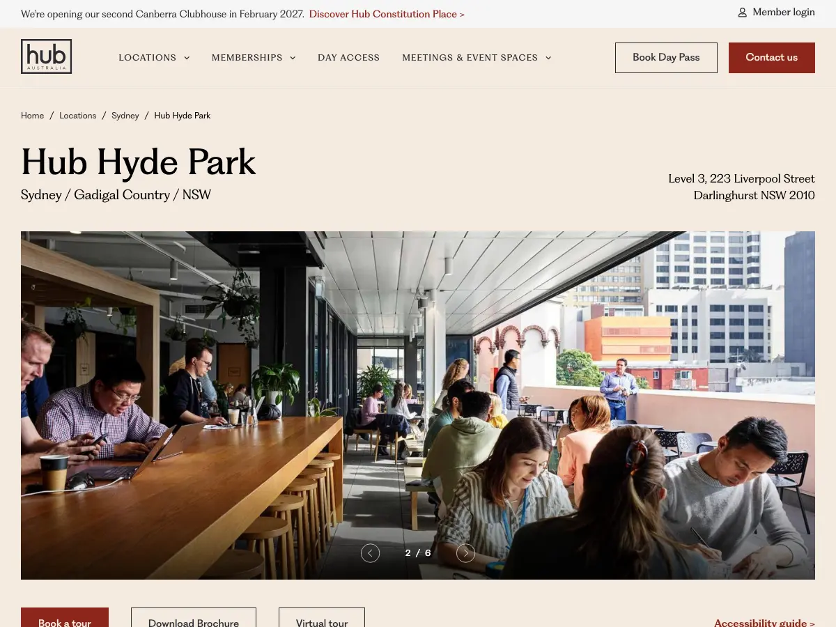 Hub Hyde Park's website