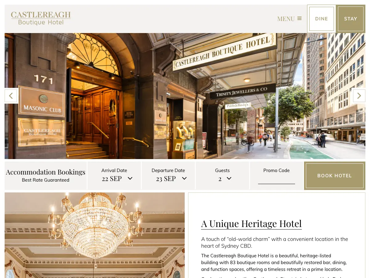 Castlereagh Boutique Hotel, Ascend Hotel Collection's website