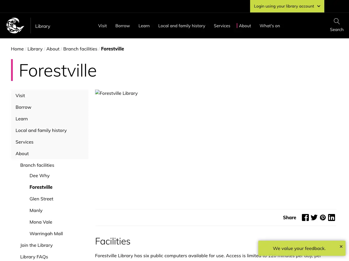 Forestville Library's website