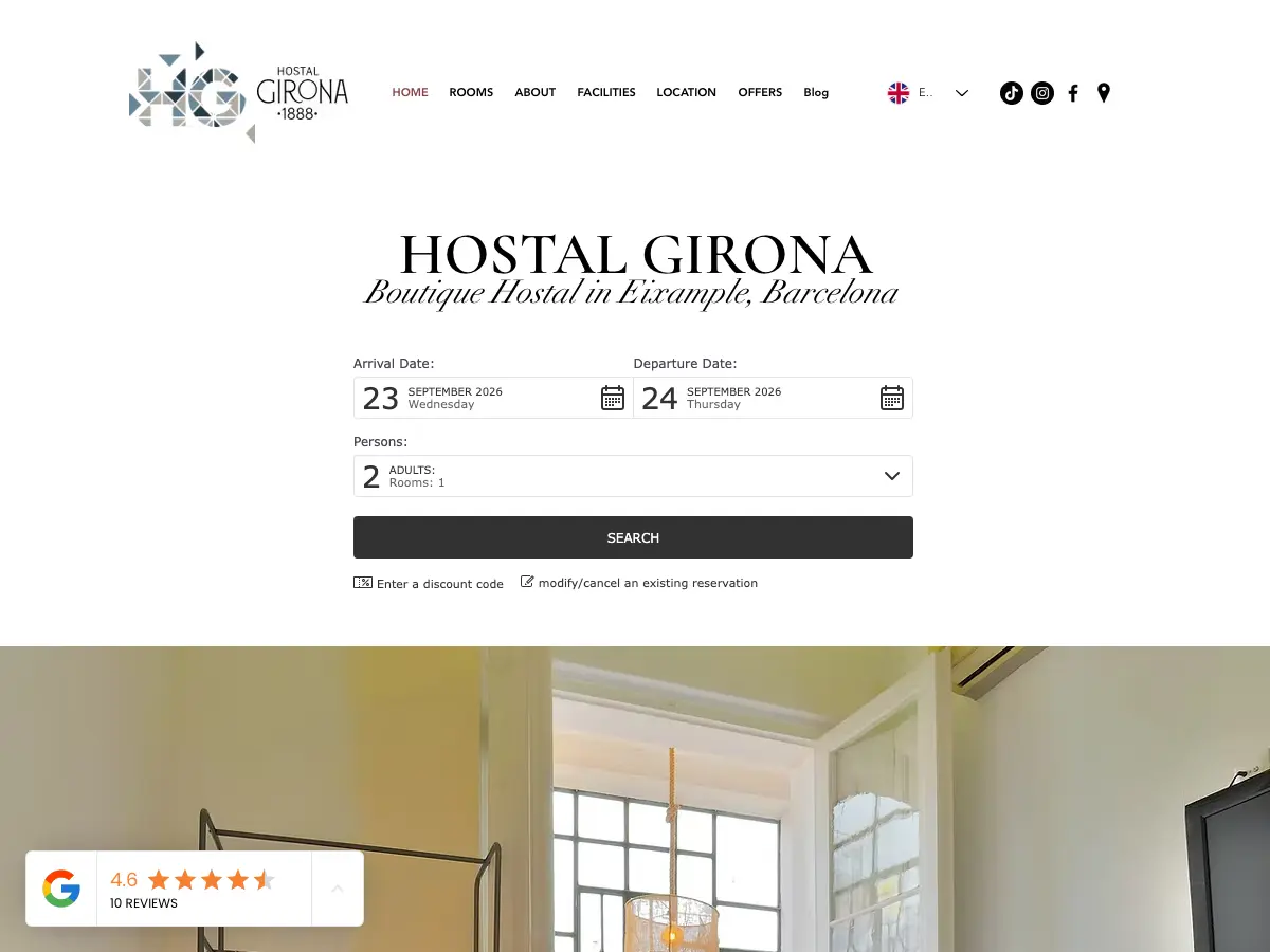 Hostal Girona's website