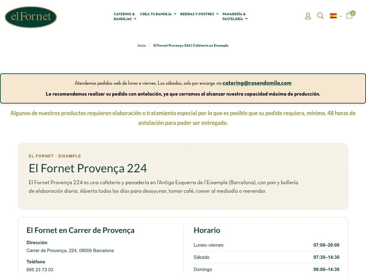 El Fornet - Cafetería en Provença 224's website