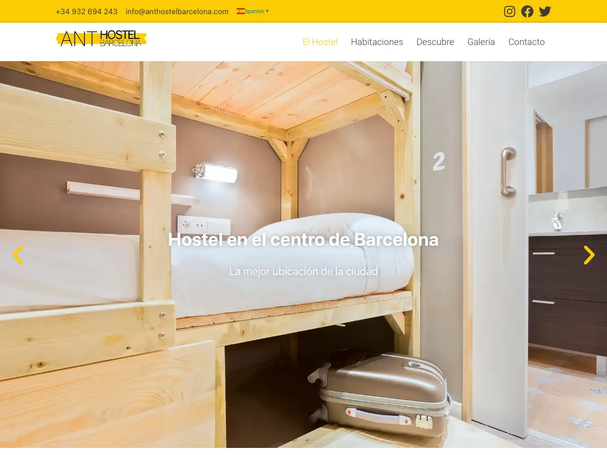 ANT Hostel Barcelona's website