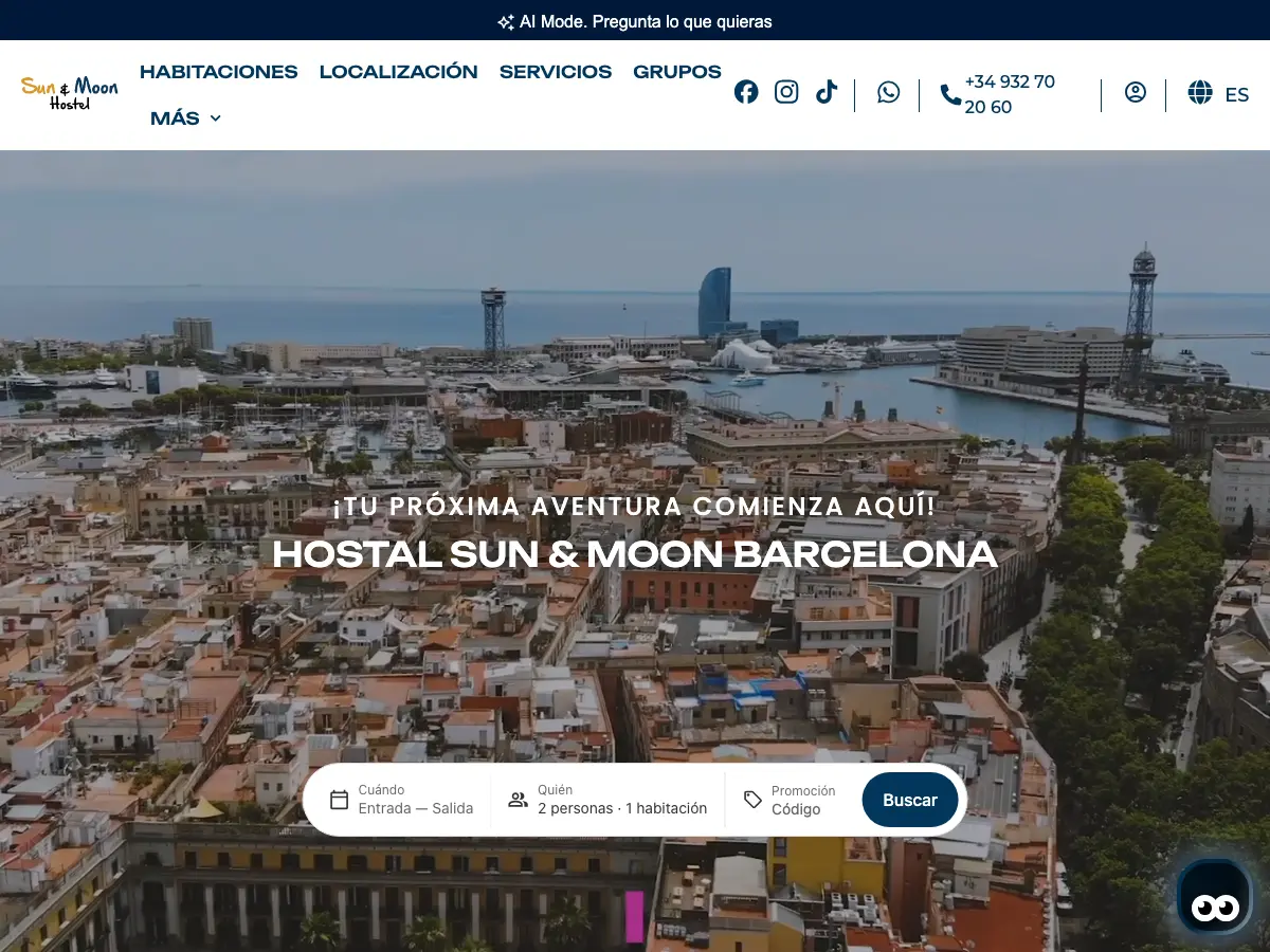Sun & Moon Hostel's website