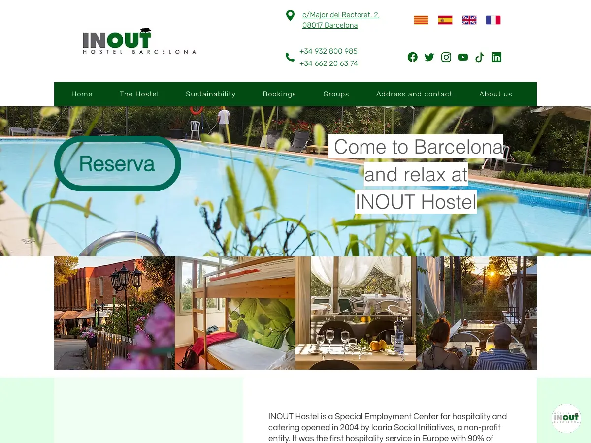 Inout Hostel's website