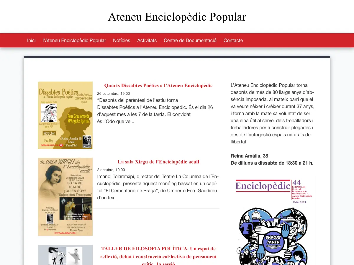 Ateneu Enciclopèdic Popular (Centre de documentació)'s website