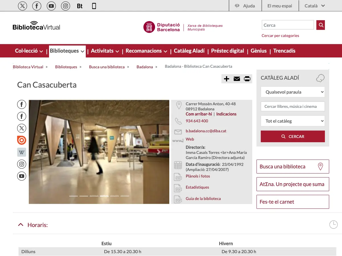 Biblioteca de Can Casacuberta's website