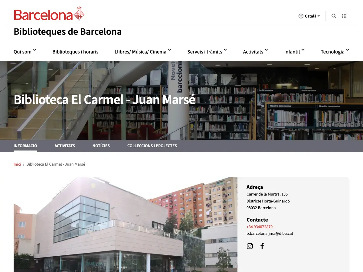 Biblioteca El Carmel-Juan Marsé's website