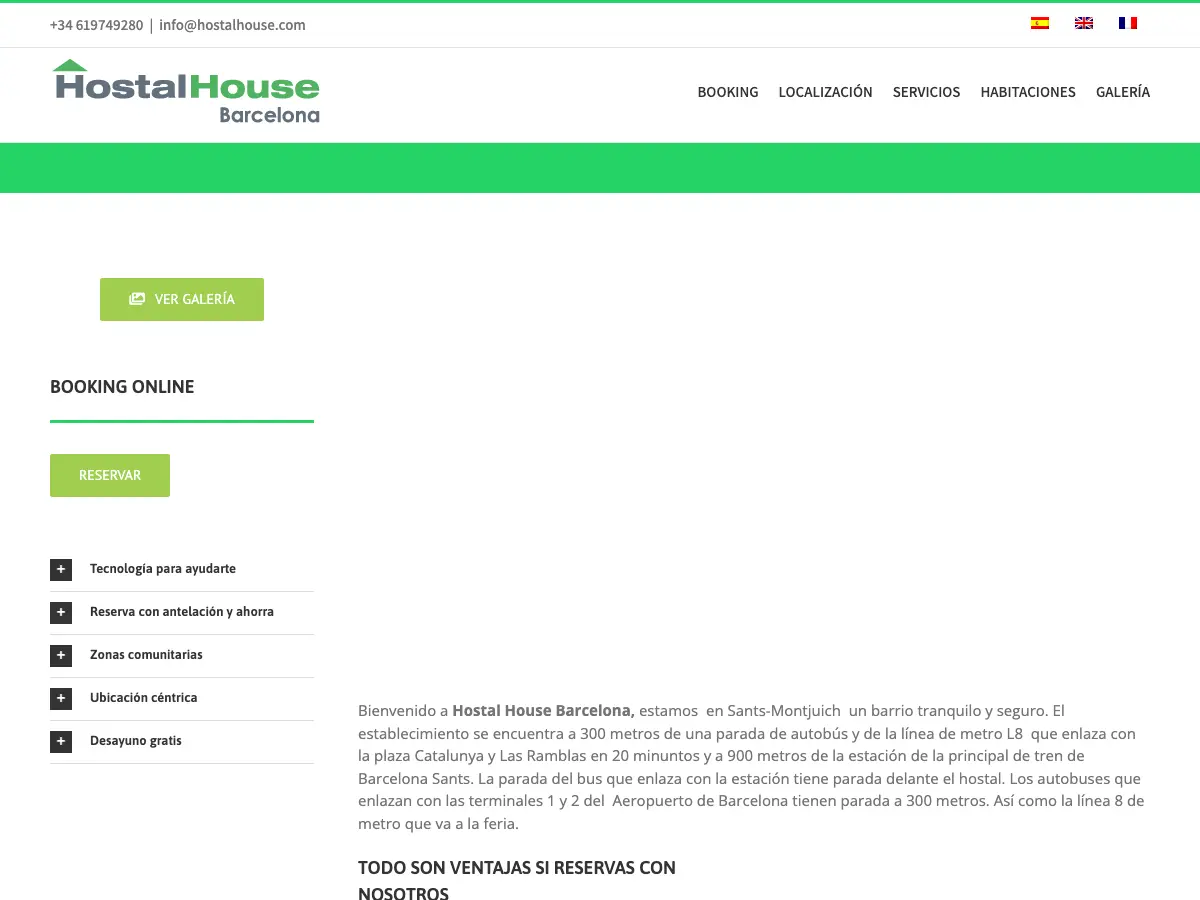 Hostal House's website