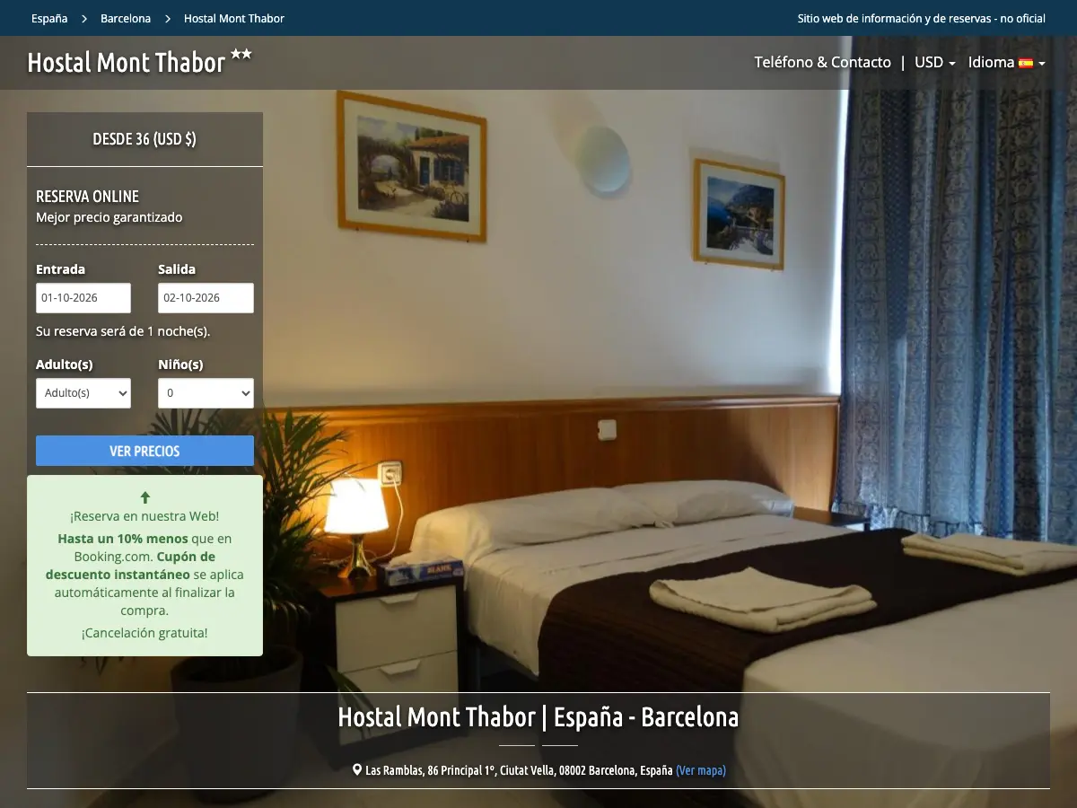 Hostel Mont Thabor's website