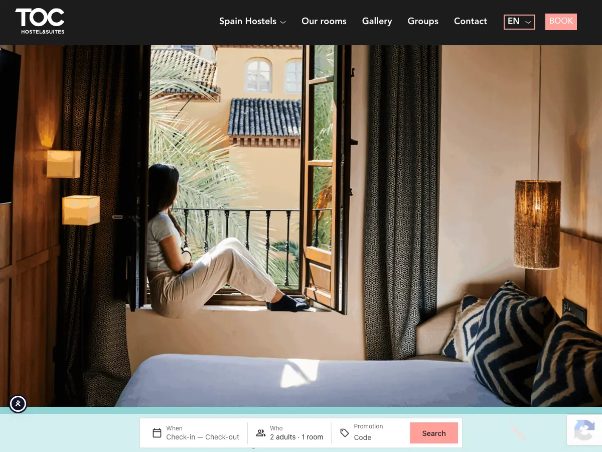 TOC Hostel & Suites's website