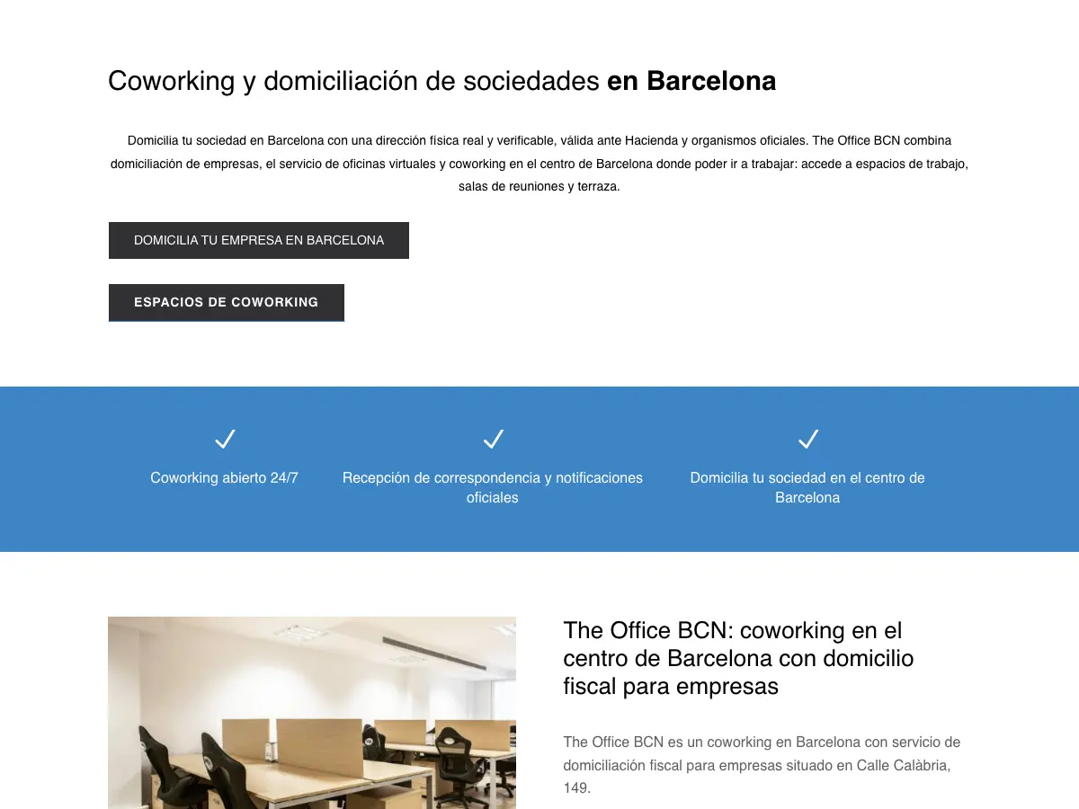 The Office Coworking Barcelona's website