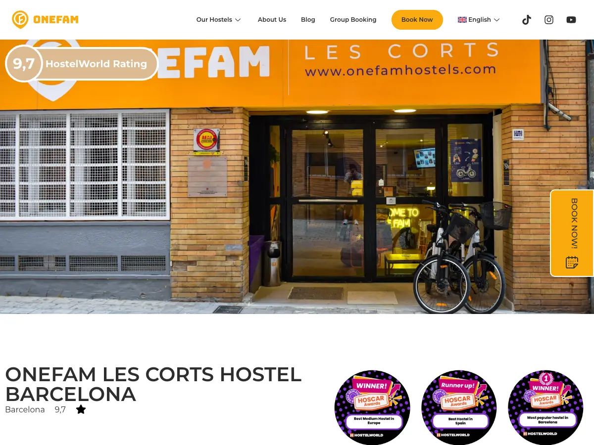 Onefam Les Corts Hostel Barcelona's website