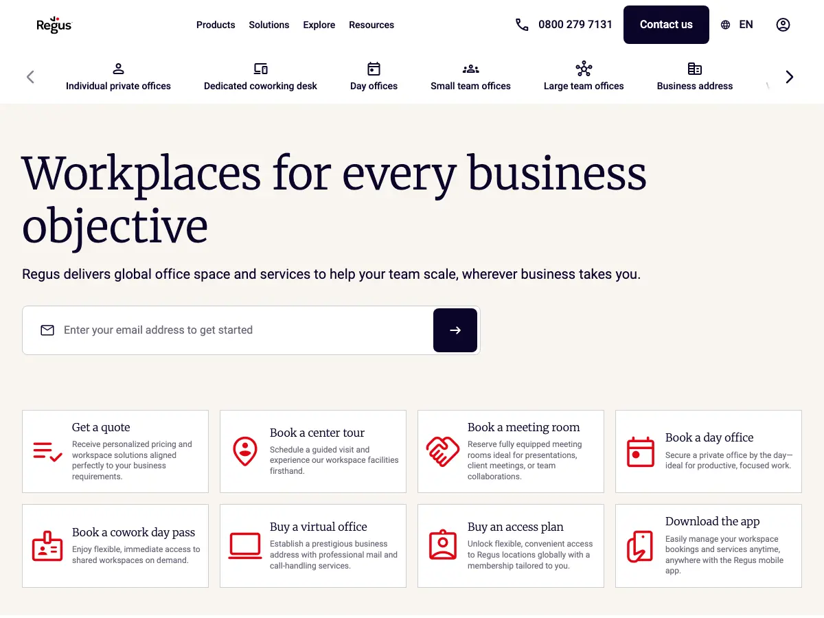 Regus's website