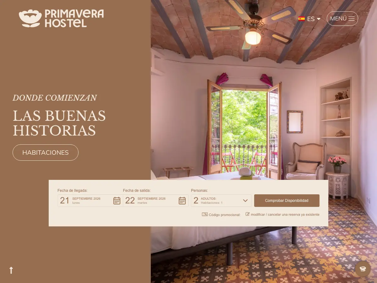 Primavera Hostel's website