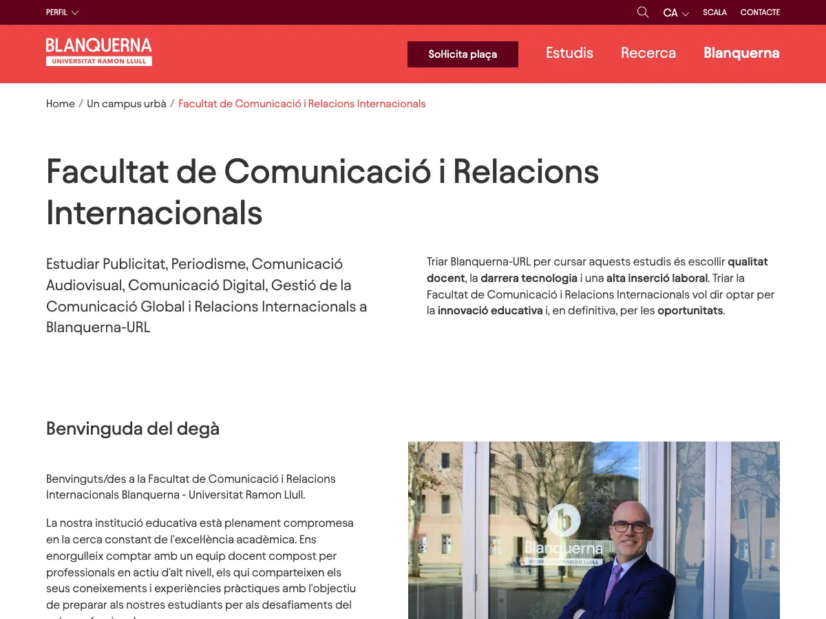 Biblioteca de La Facultat de Comunicació i Relacions Internacionals Blanquerna's website